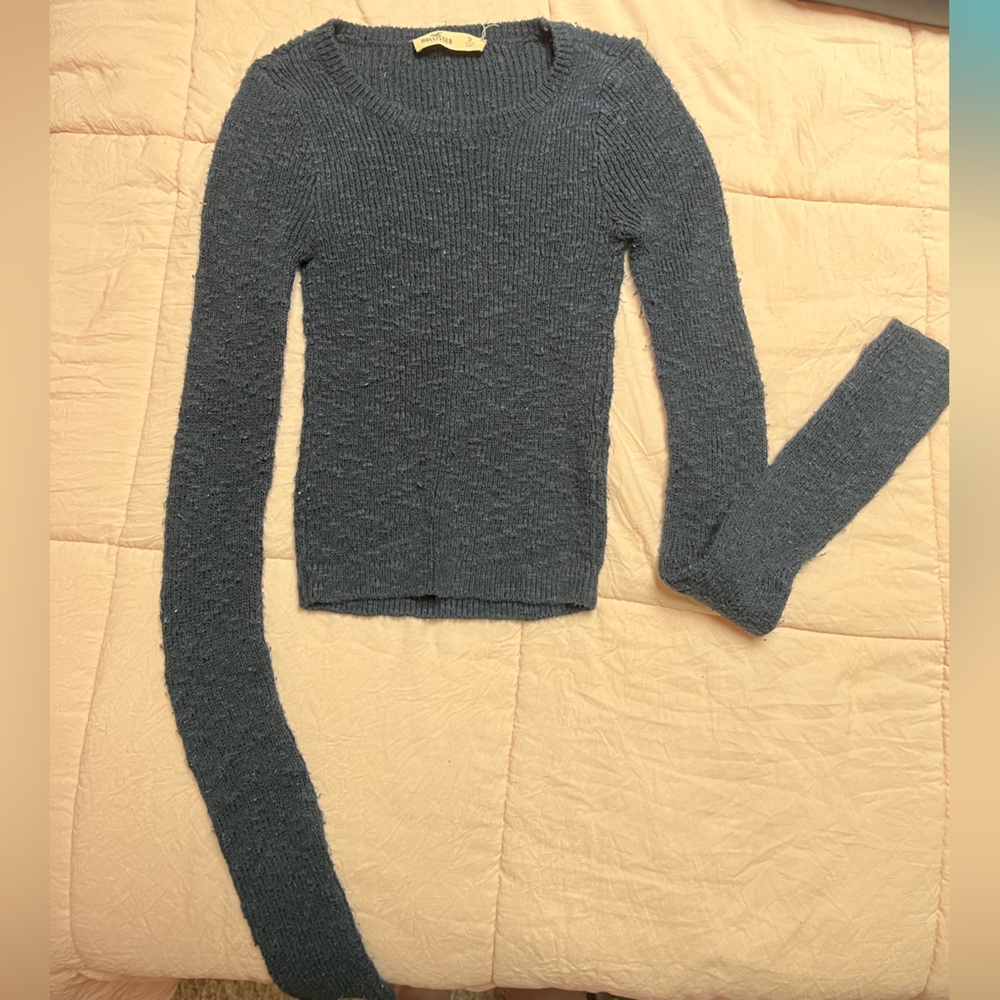 Hollister Navy Long Sleeve Cropped Sweater